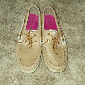 Sperry Leather Canvas Lace Up Rosefish Boat Shoes Sz 10